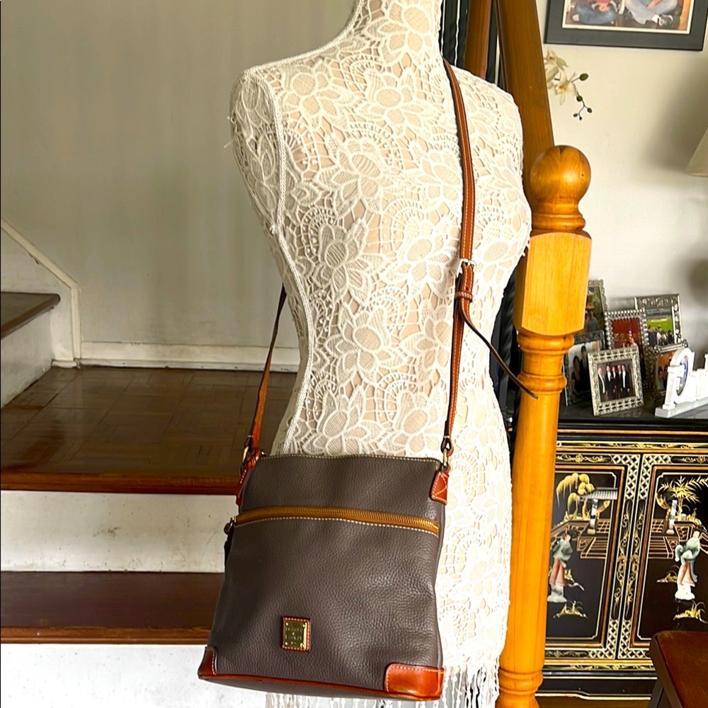 Authentic Dooney & Bourke Brown Leather Crossbody Bag